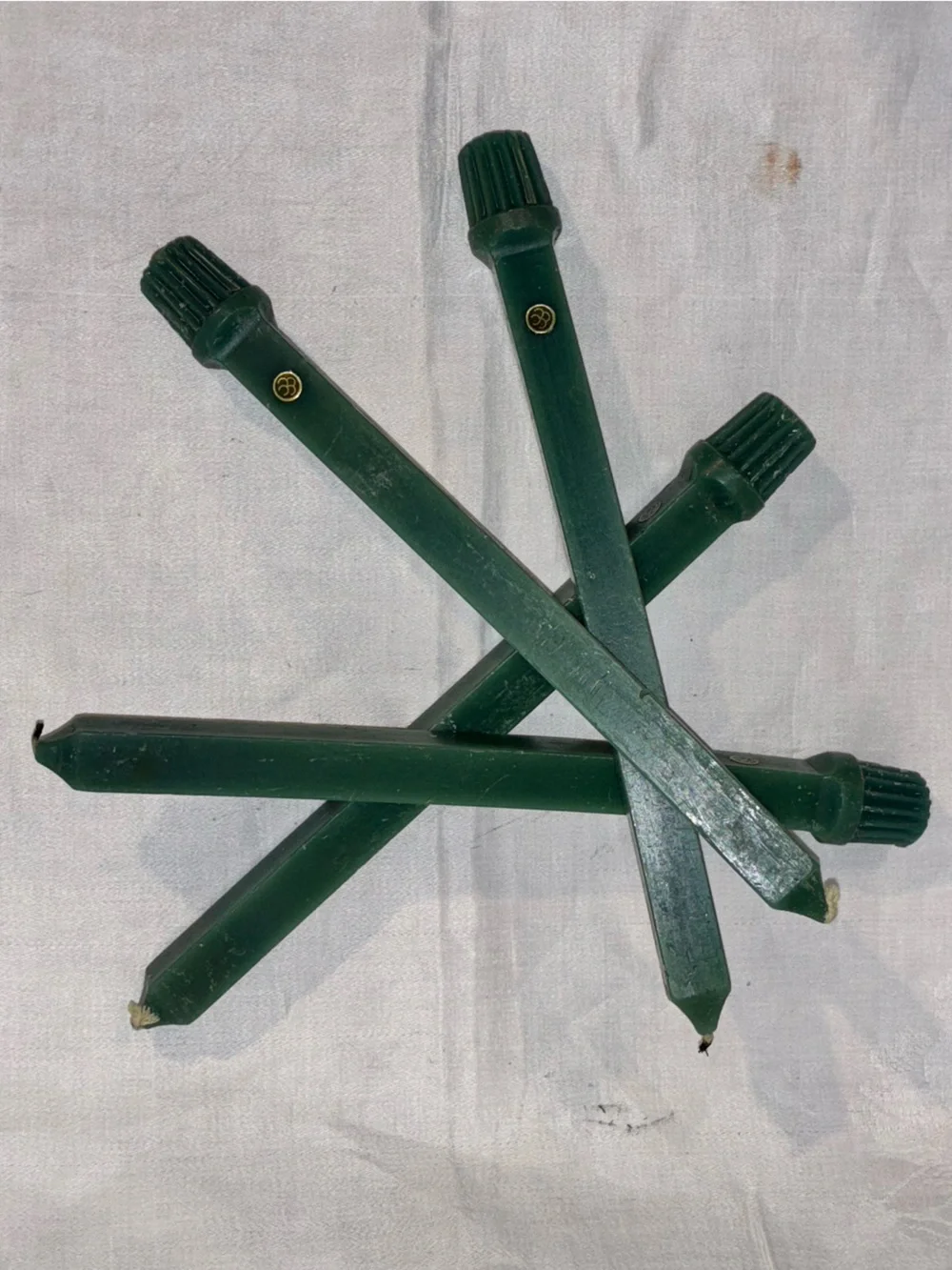 Vintage Colonial Candle Cape Cod Green Square Taper Candles 10” Set of 4